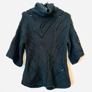 Gianni Bini Womens Sweater Knit Pullover Short Sleeve Cowl Neck Black Medium